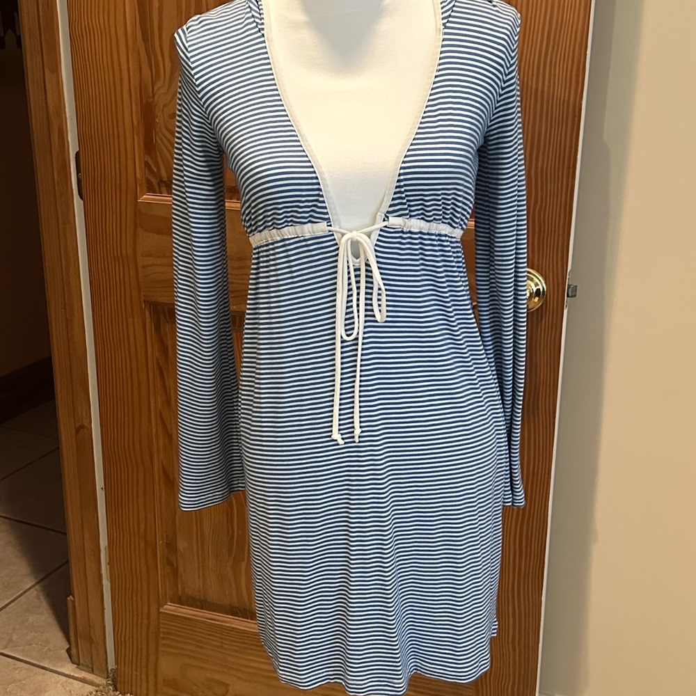 Ella Moss Blue & White Striped Tie-Front dress or coverup